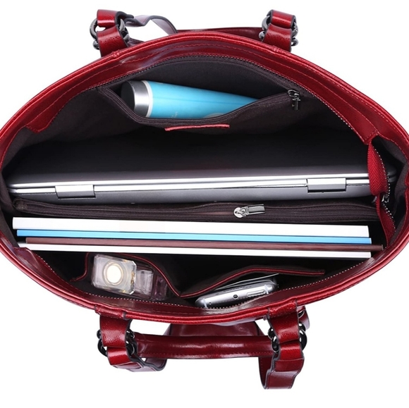 (SOLD) 3-Way Genuine Leather Shoulder Bag Work Tote Handbag - Picture 8 of 12